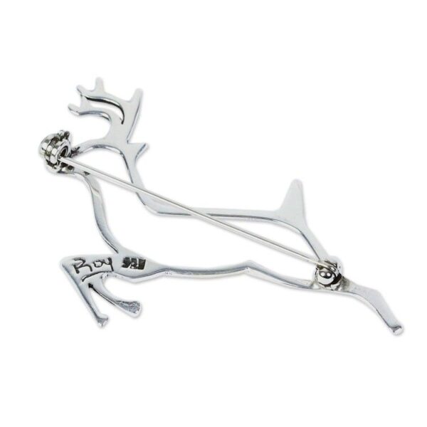 Sterling Silver Brooch Pin Taxco Artisan Jewelry 'Deer Protector'