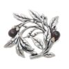 Sterling Silver Floral Brooch Pin with Cultured Black Pearls 'Ebony Buds'