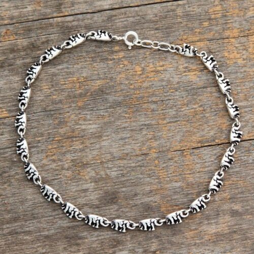 Sterling Silver Link Elephant Anklet Indian Jewelry 'Elephant Parade' Sterling Silver Link Elephant Anklet Indian Jewelry 'Elephant Parade'