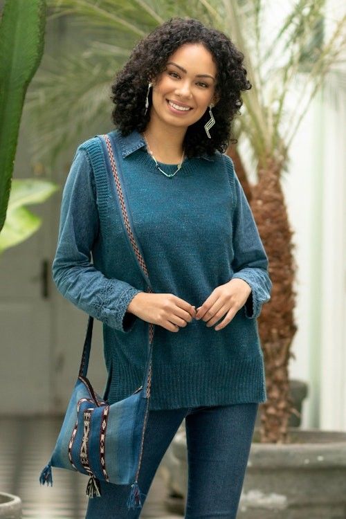 Sweater Vest in 100 Baby Alpaca 'Everyday Cozy in Teal' Sweater Vest in 100 Baby Alpaca 'Everyday Cozy in Teal'