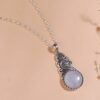 Swirl Vine-Themed Rainbow Moonstone Silver Pendant Necklace 'Misty Bloom' Swirl Vine-Themed Rainbow Moonstone Silver Pendant Necklace 'Misty Bloom'