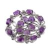 Vine-Themed Rhodium-Plated 14-Carat Oval Amethyst Brooch Pin 'Immaculate Purple'