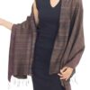 Women's Woven Silk and Cotton Striped Shawl in Umber 'Romance in Umber'